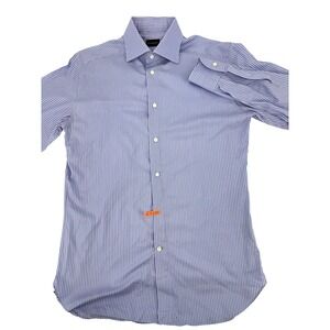 Ermenegildo Zegna Shirt XL Mens‎ Light Blue Pinstripe Dress  Regular Fit Cotton